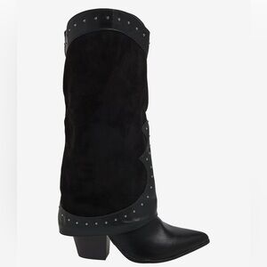 Yoki Black Gayle Studded Cowboy Boots - Size 6 - New In Box